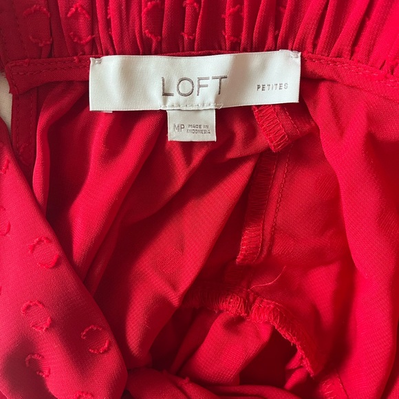 NWOT Loft Bow Ruffle Dot Blouse - Picture 5 of 6